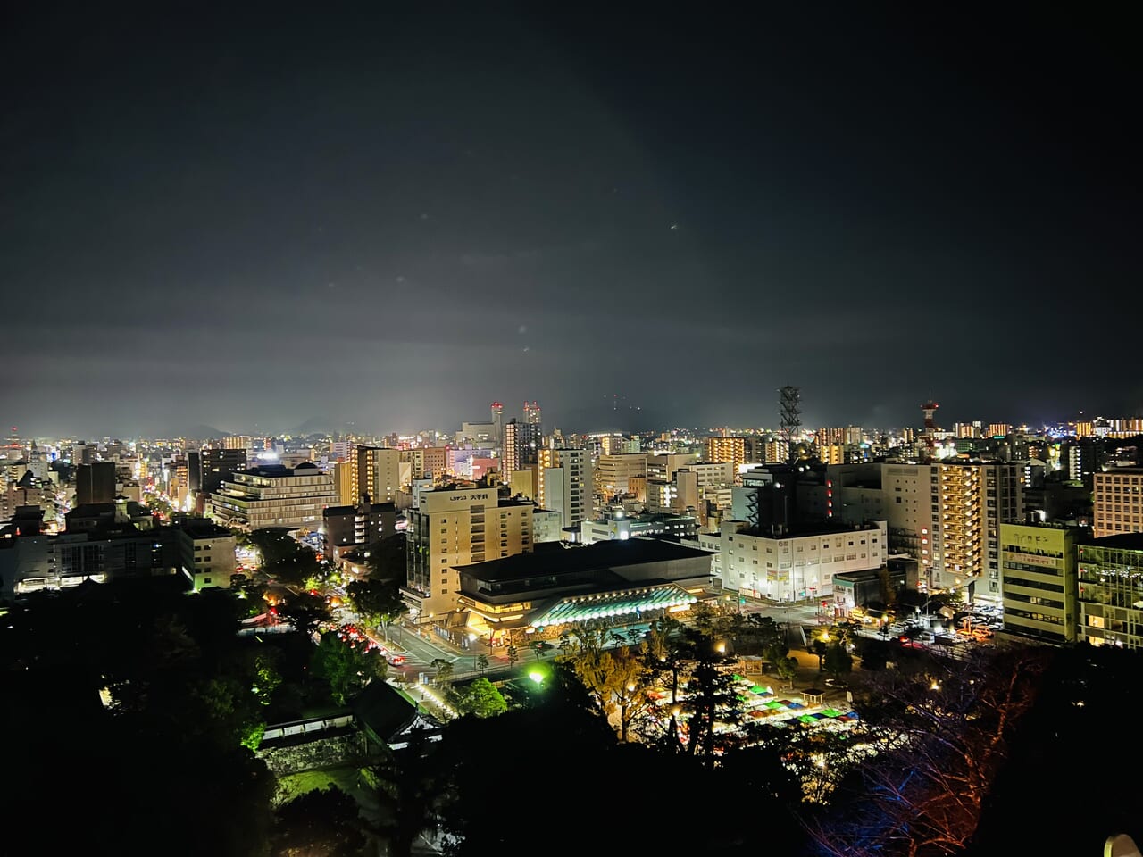 「NAKED夜まつり 高知城」の「高知城」天守閣から見る景色
