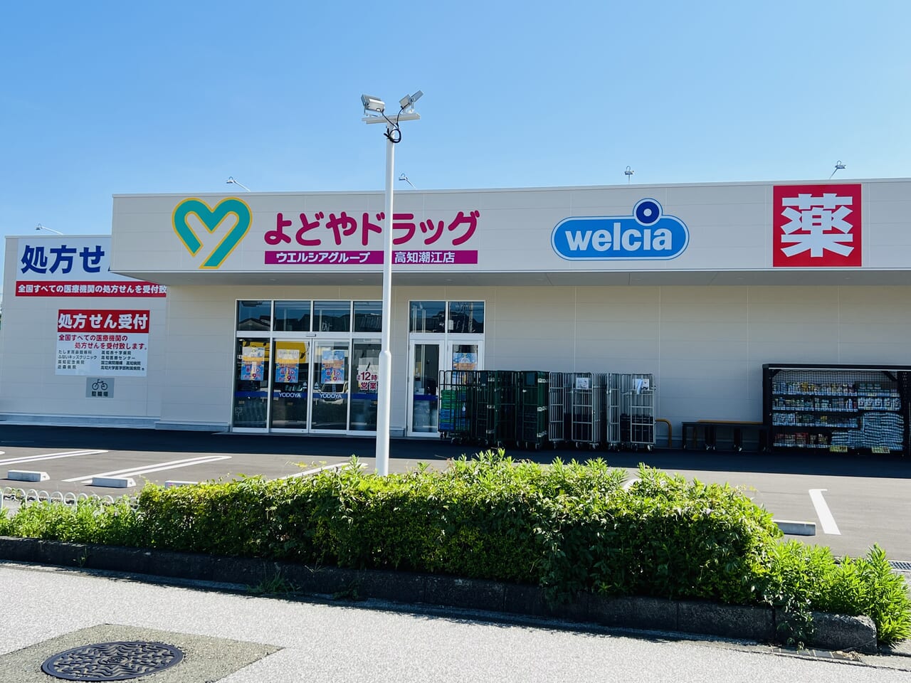 2024年8月1日オープン予定の「よどやドラッグ 高知潮江店」の外観